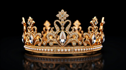 Gold crown with jewels on white background