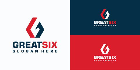Vector logo design of initial G hexagon with number 6 hidden in the middle