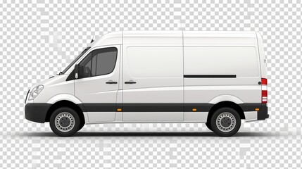 isolated white van over transparent surface   