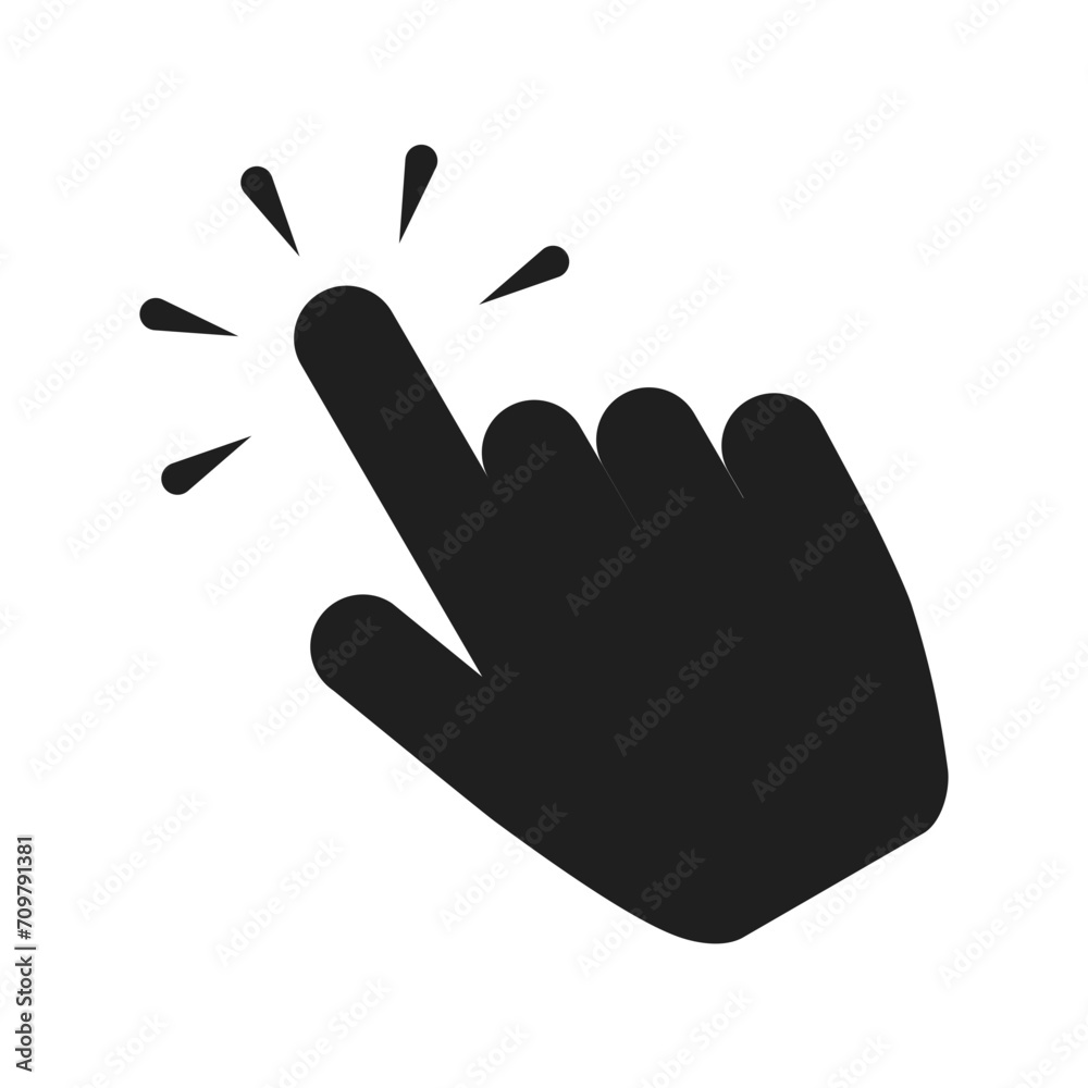 Poster click finger icon set. hand touching of cursor. choose pointer symbol for website, app. black mouse 