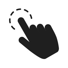 Click finger icon set. Hand touching of cursor. Choose pointer symbol for website, app. Black mouse pointer for technology interface. Tap sign. Touch gesture icon on isolated background. vector
