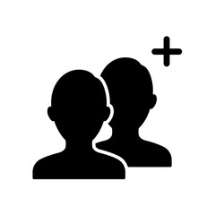 User profile sign web icon with plus glyph. Vector illustration design element. Plus person icon, user account login page sign, add people, addition
