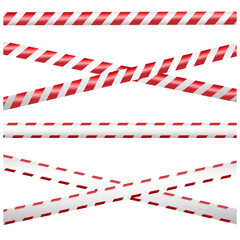 Realistic red and white danger tape. protective warning tape. Illustration on white background