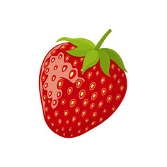 Fresh bright exotic whole and half cut strawberry isolated on white background. Summer fruits for healthy lifestyle. Organic fruit. Flat style. Vector illustration for any design.