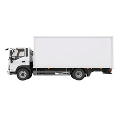 White Delivery Truck Side View Cargo Truck Advertising Isolated on transparent background