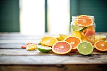 citrus fruit mix with sliced oranges and grapefruit - obrazy, fototapety, plakaty