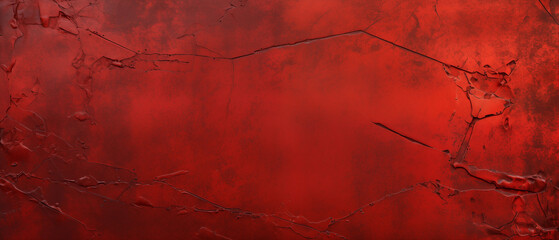 Parede vermelha de concreto com rachadura - Fundo de tela - obrazy, fototapety, plakaty