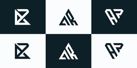 Collection of vector logo designs for the initials A R in a triangle shape