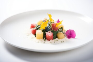 colorful gnocchi with beet, spinach, and potato