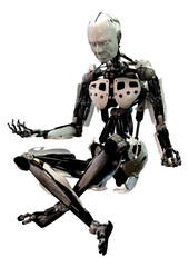 3D Rendering Male Robot on White