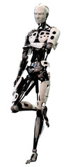 3D Rendering Male Robot on White