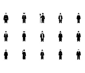 silhouettes of Chinese characters. Icon sheet