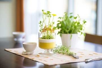 elegant bisque presentation with microgreens