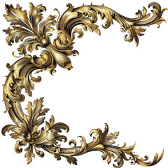 vintage in the baroque style golden design elements, gold ,transparent background - obrazy, fototapety, plakaty