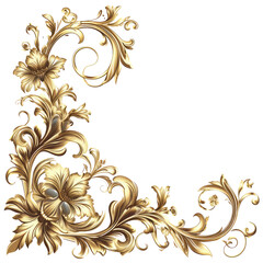 vintage in the baroque style golden design elements, gold ,transparent background