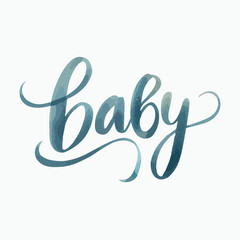 Obraz premium Baby lettering watercolor inscription Invitation Template.