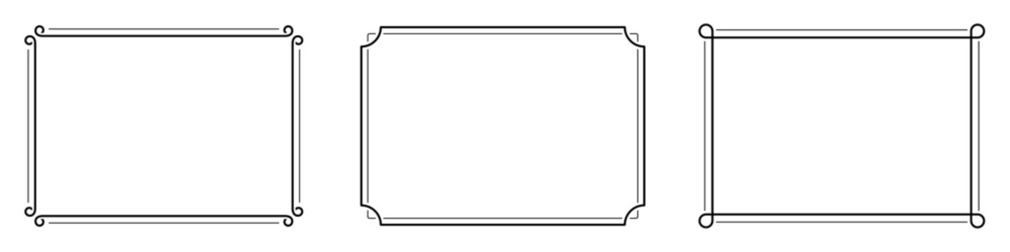 Frames set. Decorative vintage frames in A4 format. Decorated borders A4. Retro frame border.