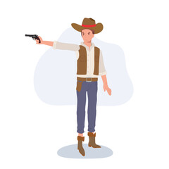  Wild West Sheriff. Full-Length Cowboy  Character with Pistol