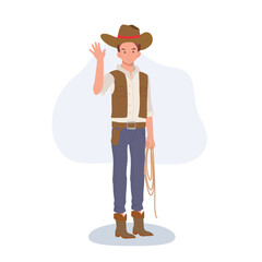 Full-length flat cartoon cowboy. vintage western character illustration