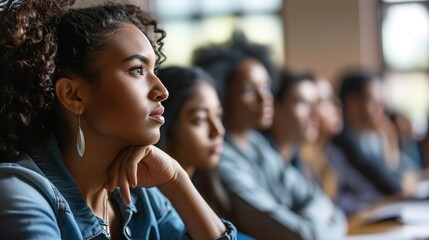 Adult learners from diverse backgrounds in a classroom.