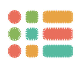 くるくるループした線の可愛いフレームのベクター素材セット