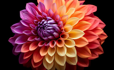 Dahlias are an attractive flower with bright colors, in the style of macro lens, colorful curves

