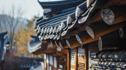 Korean traditional background. traditional Korean house. AI Generative - obrazy, fototapety, plakaty