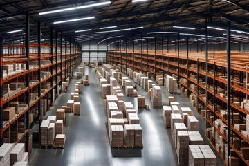 This realistic portrayal captures the functionality and systematic precision of the warehouse environment.