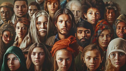 Global Harmony. A Stylized Photograph Featuring People from All Around the World, Embodied in a Tapestry of Diversity and Unity.