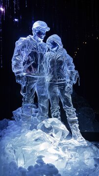 Ice sculpture of a couple in the Ice World