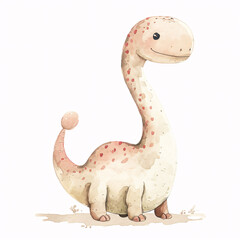 Therizinosaurus Dinosaur Cartoon Character Watercolor Handmade Style Illustration Clipart