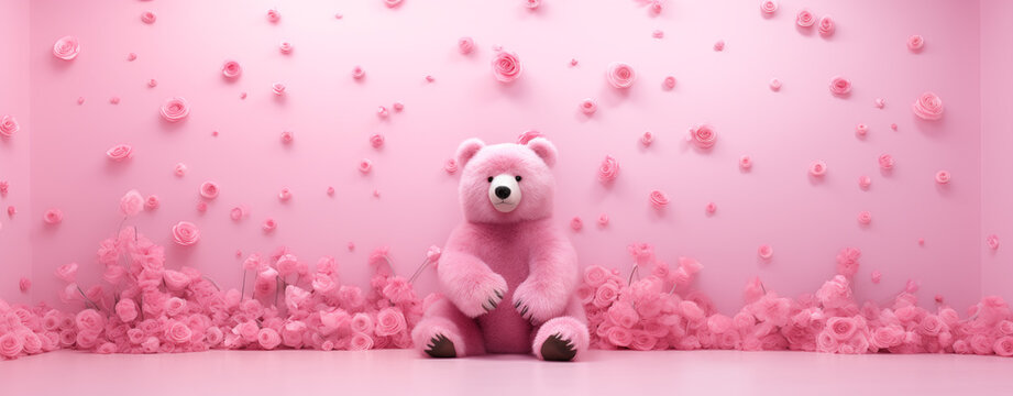 Concept of surprise and sending love with cute bear