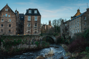 Fototapeta na wymiar Dean Village, beautiful historic village in Edinburgh, Scotland.