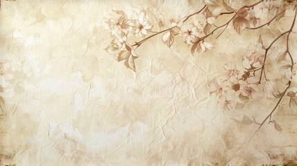 Romantic Whispers. A Worn Piece of Paper with Subtle Floral Textures in the Background, Infused with a Soft Palette for an Elegant and Romantic Tone.