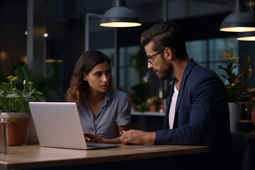 Fototapeta premium Male CEO and Female Partner Brainstorming in Office