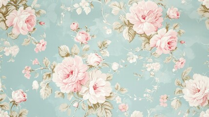 Victorian Romance. Shabby Chic Wallpaper with Pastel and Romantic Tones, Featuring a Solid Pattern for an Elegant and Timeless Aesthetic. - obrazy, fototapety, plakaty