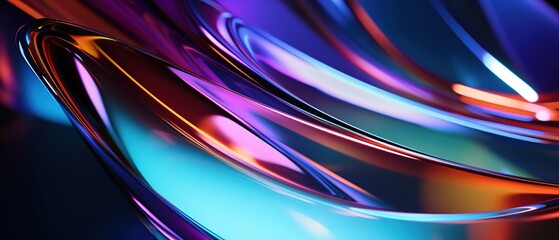 Abstract background with geometric glass shapes. Glass curvy lines for wallpaper. Colorful curves. - obrazy, fototapety, plakaty