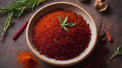 Raw Organic Red Saffron Spice on a white background
