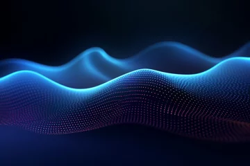 Fototapeten Abstract wave shape on low-polygonal background for cyberspace design © darshika