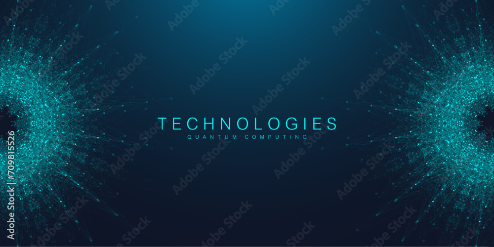 Fototapete Quantum Computing Idea Design Element Concept. Deep Learning Artificial Intelligence. Generative AI. Big Data Algorithms Visualization For Business, Science Presentations, Posters, Covers