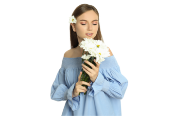 PNG, emotional, beautiful girl isolated on white background.