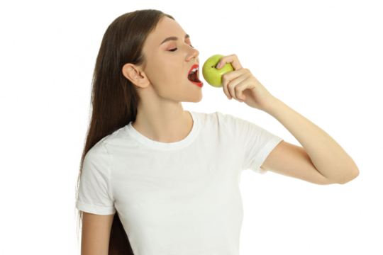 PNG, emotional, beautiful girl isolated on white background.