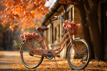 Autumn Leaves Embrace Old-fashioned Bike