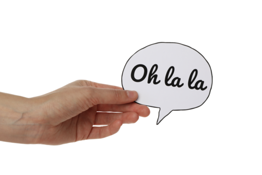 PNG word "oh la la" in hand isolated on white background. - Powered by Adobe