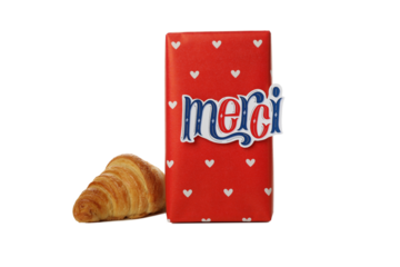 PNG, gift with the word mercy, isolated on white background.