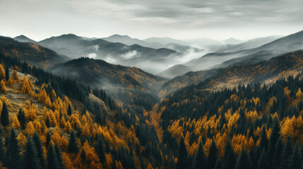 Autumn Tapestry: Aerial Landscape of Mountain Trails