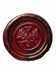 A Detailed Wax Seal Stands Out Against a Clean White Background