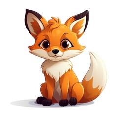 Obraz premium cartoon fox on white background
