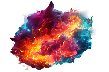 Multicolored red purple blue mist smoke. Abstract nebula 3d rendering isolated on a Transparent background. Generative AI