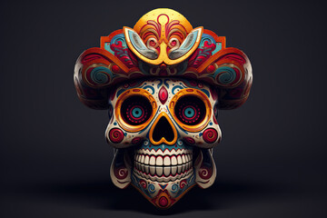 Cinco de Mayo / Day of the Dead Mexican Skull Mascot - obrazy, fototapety, plakaty